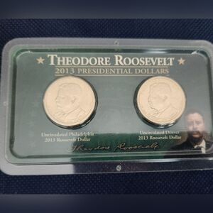 Set Of Uncirculated 2013-D/ P Theodore Roosevelt Presidential Dollars